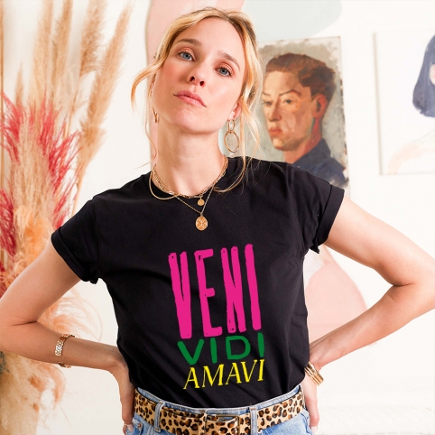 T-Shirt Noir Veni Vidi collection NOUVELLE VAGUE