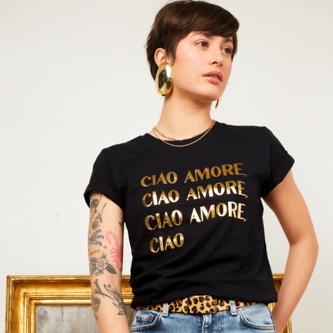 T-Shirt Noir Dalida collection L'ALFABETO DELL'AMORE