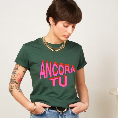 T-shirt Vert Forêt Ancora Tu collection L'ALFABETO DELL'AMORE