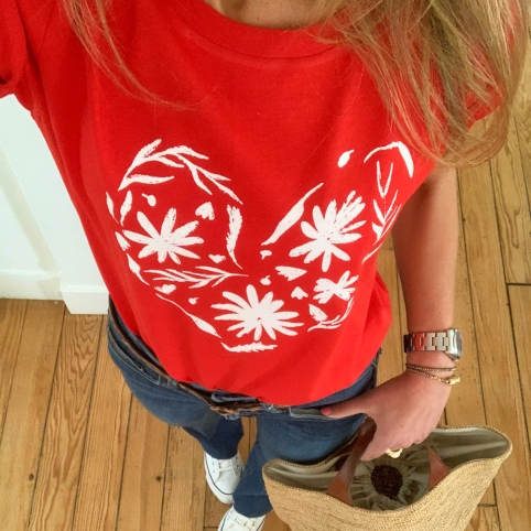 T-shirt Rouge Cuore Fiorito by Les Futiles collection FLEURILEGE