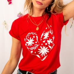T-shirt Rouge Cuore Fiorito by Les Futiles