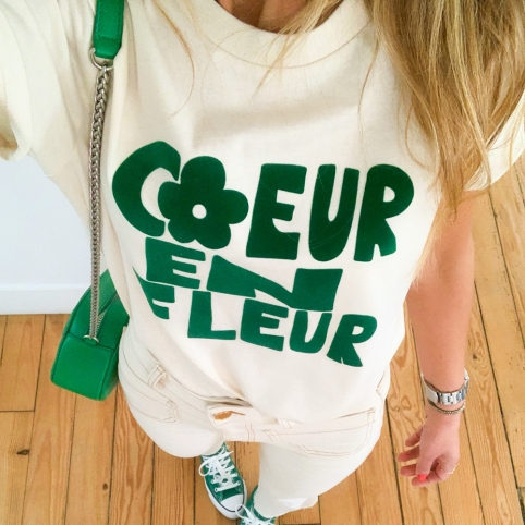 T-shirt Crème Coeur en Fleur by Les Futiles collection FLEURILEGE