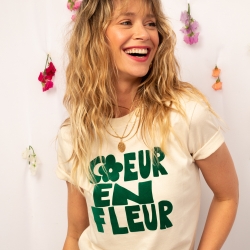 Cream T-shirt Coeur en Fleur by Les Futiles