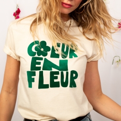 Cream T-shirt Coeur en Fleur by Les Futiles