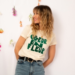 T-shirt Crème Coeur en Fleur by Les Futiles