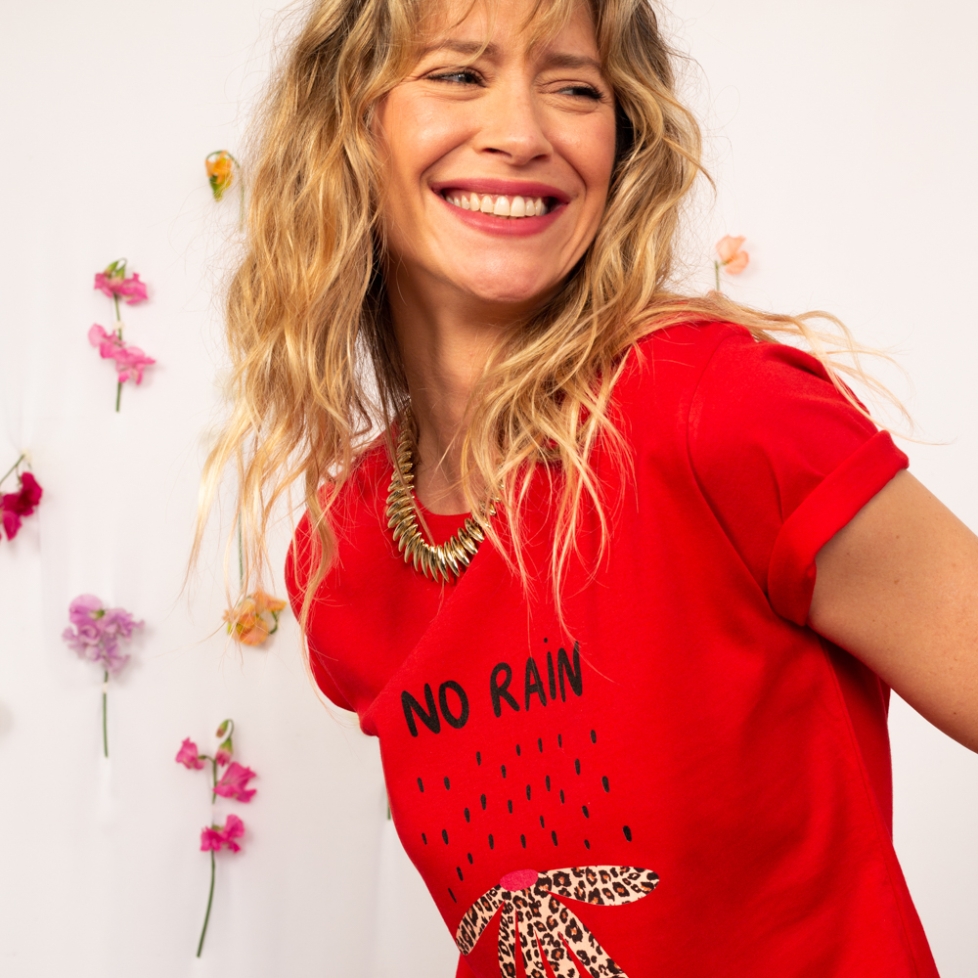T-shirt Rouge No Rain No Flowers - Faubourg54