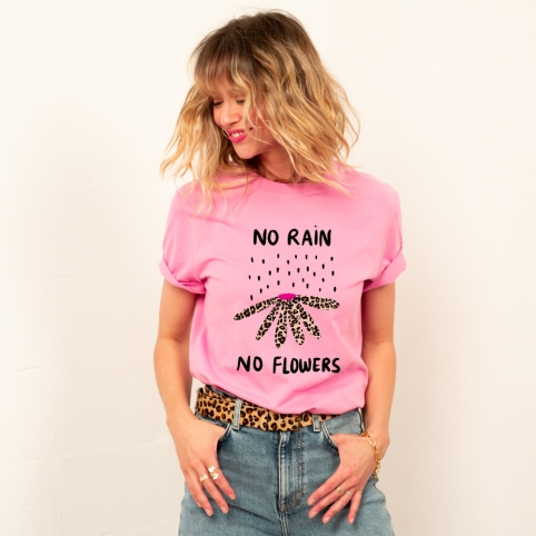 T-shirt Rose No Rain No Flowers collection FLEURILEGE