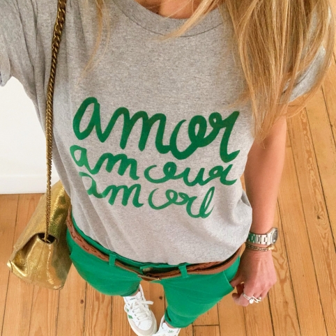 T-shirt Gris Amor Amour Amore by Les Futiles collection FLEURILEGE