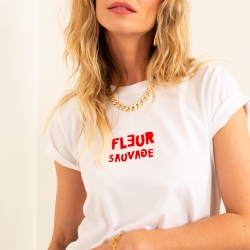 T-shirt Blanc Fleur Sauvage - Faubourg54