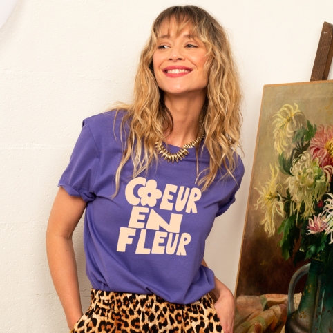 T-shirt Violet Coeur en Fleur collection FLEURILEGE
