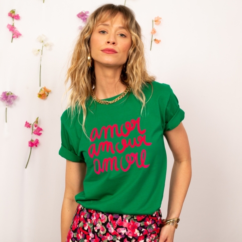 T-shirt Vert Amor Amour Amore collection FLEURILEGE