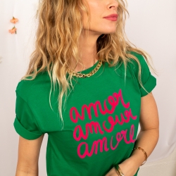T-shirt Vert Amor Amour Amore