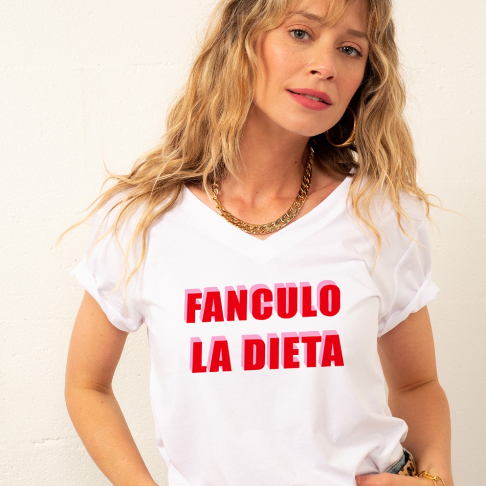 T-shirt Col V Fanculo la dieta FEMME Faubourg54