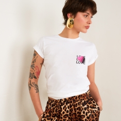 T-shirt Blanc Coeur 3D Femme Faubourg54